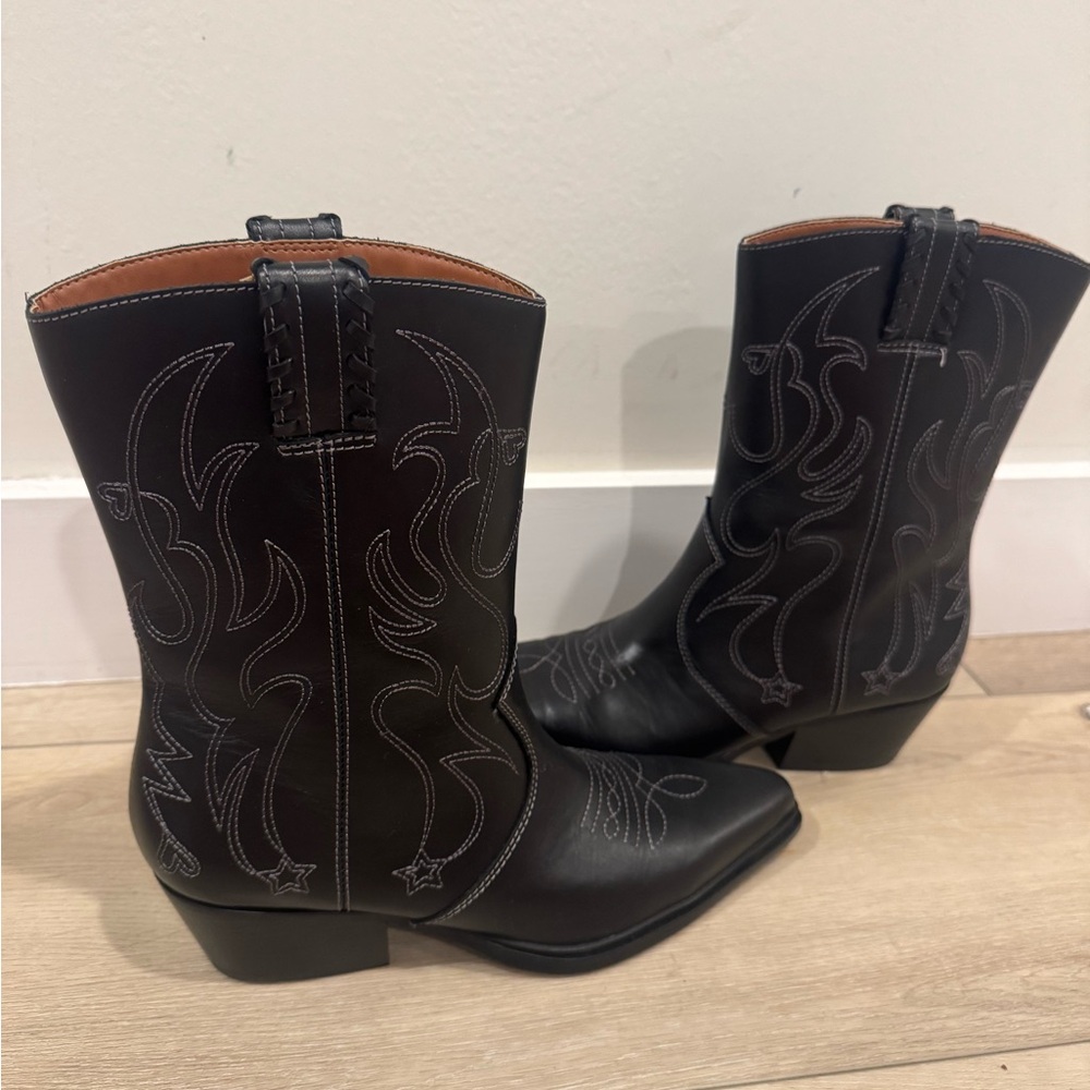 Franco Sarto Black Heeled Boots - Picture 3 of 8